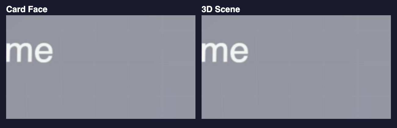 Card Faces export (flat artwork) vs 3D Scene export (rendered with lighting) side by side