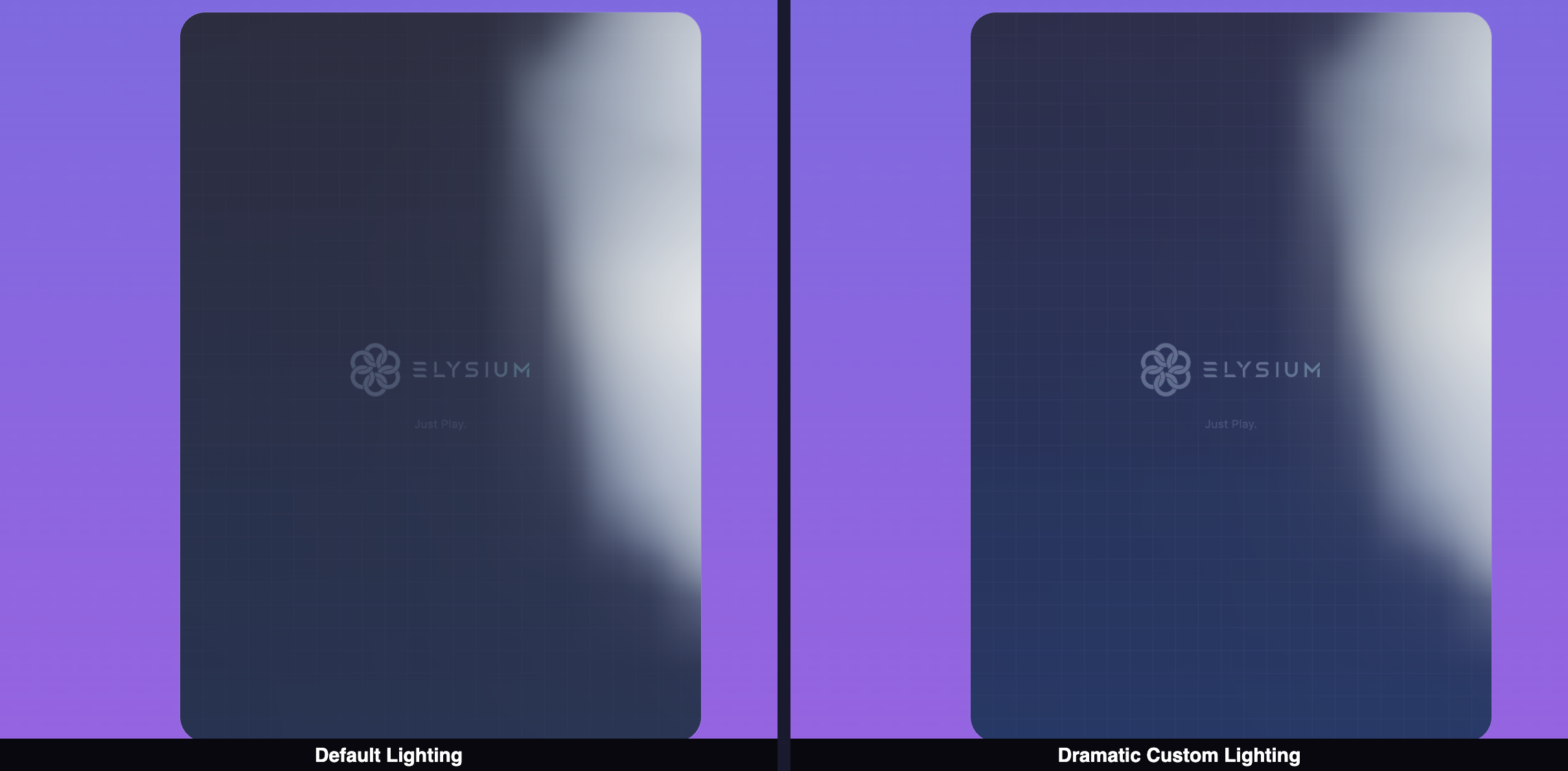 La même carte avec l'éclairage par défaut vs une configuration d'éclairage personnalisée dramatique