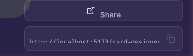 Share URL displayed below the Share button with the copy icon