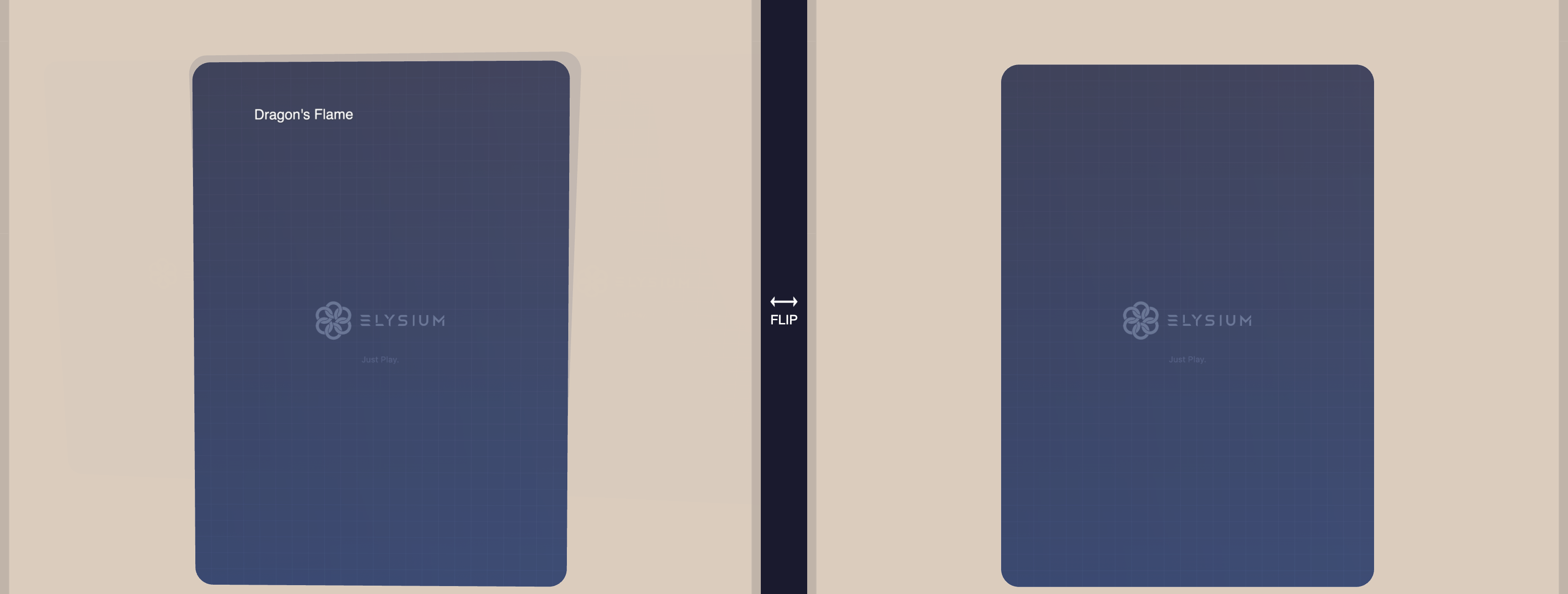 Card front face and back face with a flip arrow between them