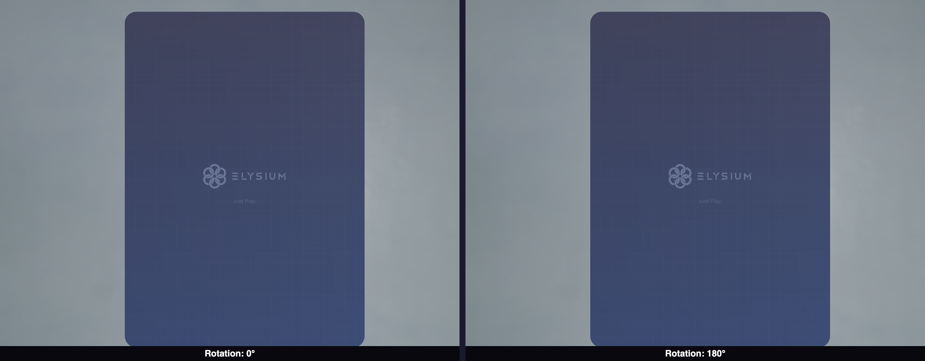 同一张卡片在两种不同 HDRI 旋转角度下显示反射变化